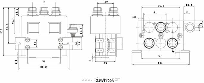 ZJWT100A型直流接觸器安裝尺寸