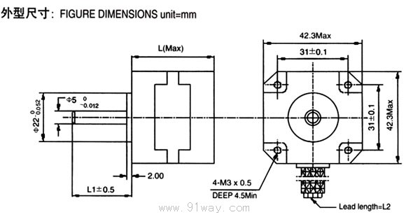 42BYGH系列步進電機外形尺寸