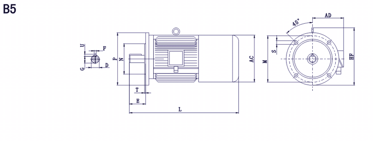 YEJF系列電磁制動三相異步電動機外形尺寸2