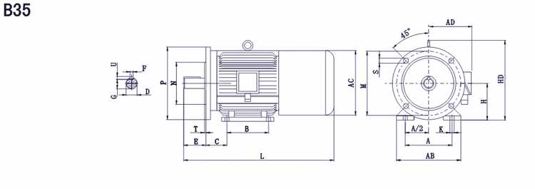 YEJF系列電磁制動三相異步電動機外形尺寸3