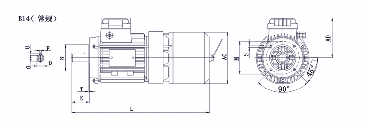 YEJA系列交流電磁制動三相異步電動機安裝尺寸2