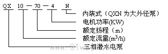 QX-N系列內裝式潛水電泵型號說明