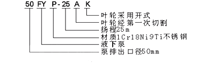 FY-B型不銹鋼耐腐蝕液下泵型號說明