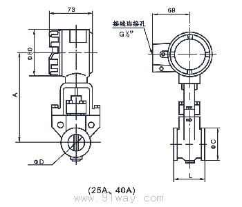 YFl00系列旋渦流量計(jì)安裝尺寸1