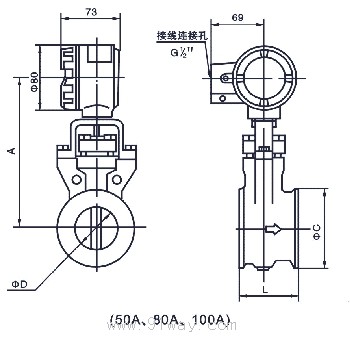 YFl00系列旋渦流量計(jì)安裝尺寸2