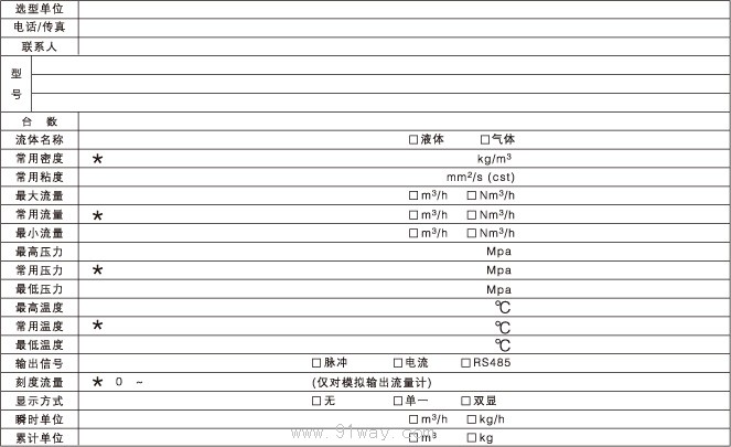 YFl00系列旋渦流量計(jì)技術(shù)參數(shù)