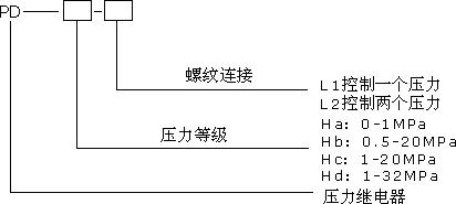 PD-H-L壓力繼電器型號說明