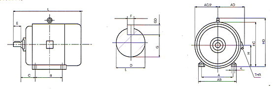 YTPS系列變頻調(diào)速三相異步電動(dòng)機(jī)外形尺寸