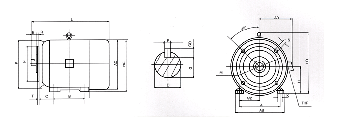 YTPS系列變頻調(diào)速三相異步電動(dòng)機(jī)安裝尺寸2