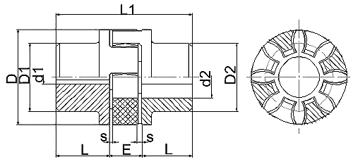 XLD單法蘭型星形彈性聯軸器外形尺寸