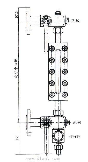 X49H型鍋爐平板水位計外形尺寸