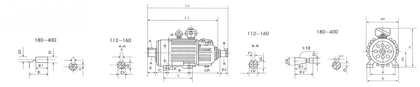 YZR系列起重及冶金用三相異步電動機外形尺寸1