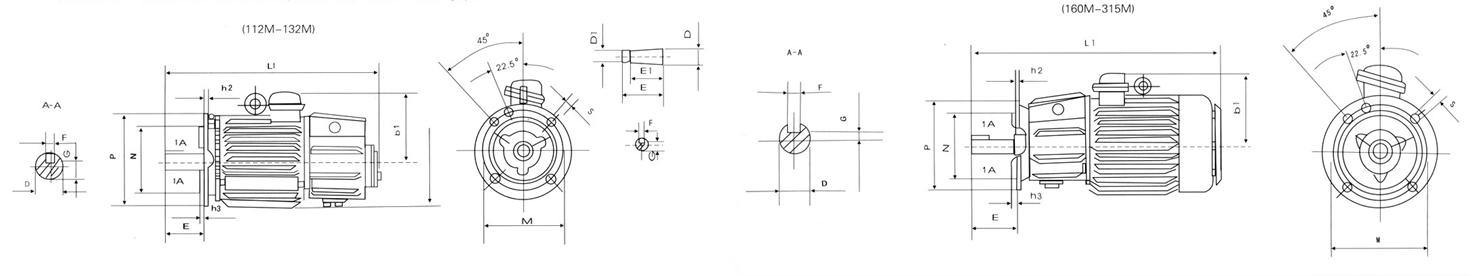 YZR系列起重及冶金用三相異步電動機外形尺寸2