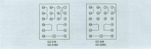 DZ-30B,DZ-30BG系列中間繼電器接點圖