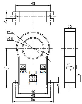 CS600E2系列霍爾電流傳感器安裝尺寸
