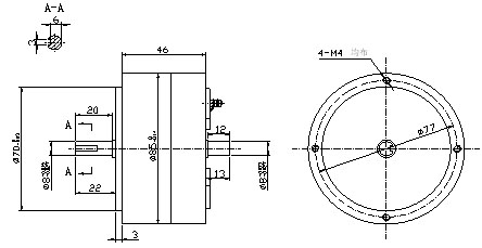 70CYD永磁式低速直流測速發電機安裝尺寸