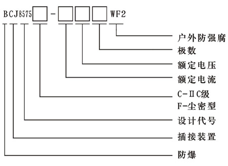 BCJ8575-32系列防爆防腐插接裝置型號說明