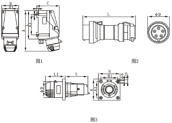 BCJ8575-32系列防爆防腐插接裝置外形尺寸