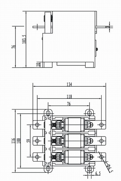 CKJ5-80/1.14型交流真空接觸器安裝尺寸