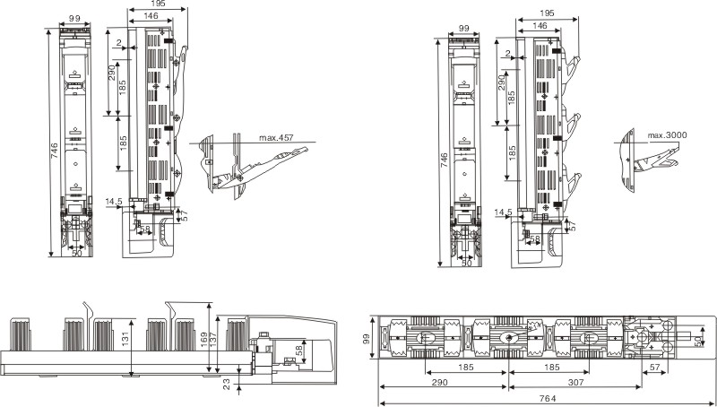 HHT10系列條型熔斷器式隔離開(kāi)關(guān)外形尺寸2
