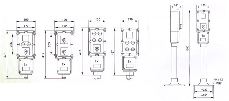 BLC-□系列防爆操作柱(ⅡB)外形尺寸