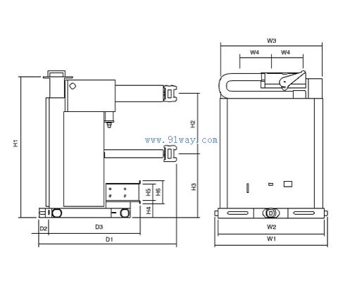 JCZR5-12/D160-50型交流高壓真空接觸器熔斷器組合電器外形尺寸