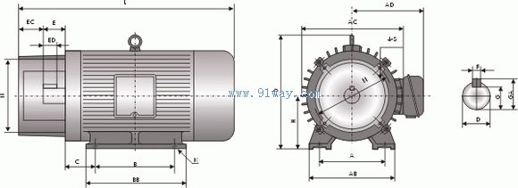 YTY系列油泵電動機安裝尺寸