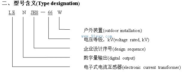 LENJH8-66W型數(shù)字式光電電流互感器型號(hào)說明