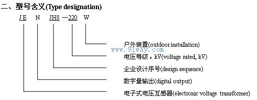 JENJH8-220W系列電子式電壓互感器型號說明