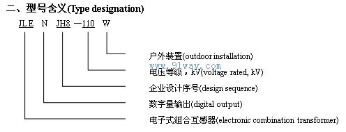 JLENJH8-110W型數字式光電組合互感器型號說明