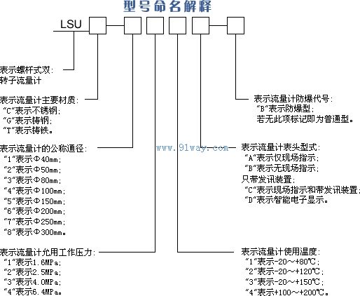 LSU雙轉子流量計型號說明
