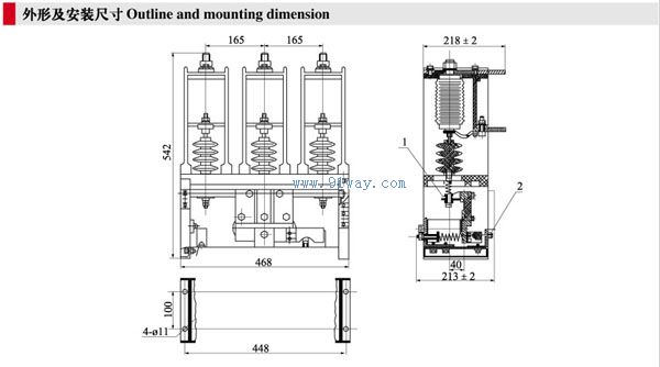 CKJ-12系列高壓真空接觸器外形尺寸