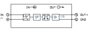 P-04系列交流信號隔離器(輸出回路供電)原理圖