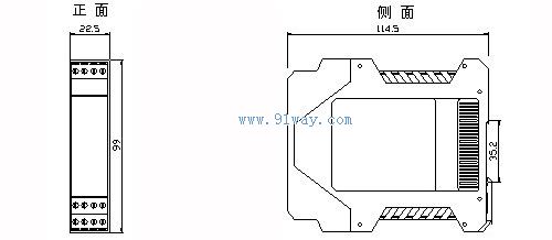PRG-1000檢測端及操作端隔離式安全柵(回路供電)外形尺寸