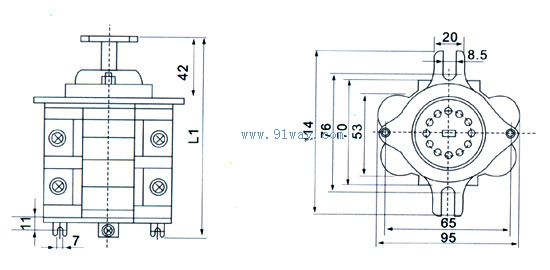 F4-4I/L型輔助開(kāi)關(guān)外形尺寸