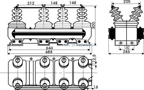 JSZF-10G系列抗諧振電壓互感器外形尺寸