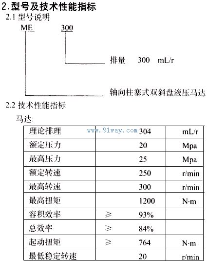 ME300雙斜盤柱塞式液壓馬達選型說明