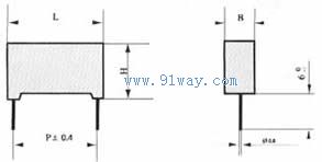 CBB112型金屬箔式聚丙烯電容器外形尺寸