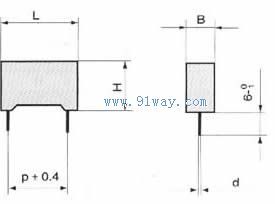 CBB231型雙面金屬化聚丙烯膜介質(zhì)電容器外形尺寸