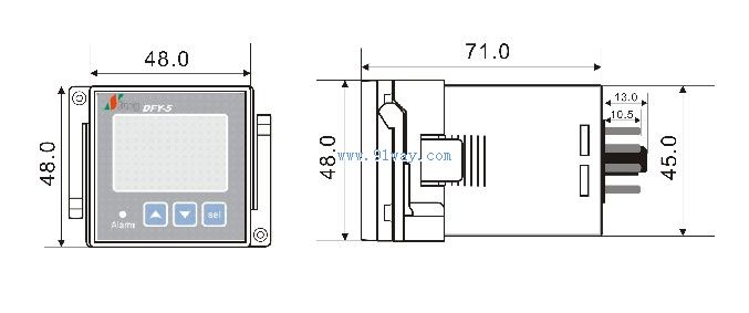 DFY-5三相電源保護(hù)器(電源相序過欠壓保護(hù)器)外形及安裝尺寸
