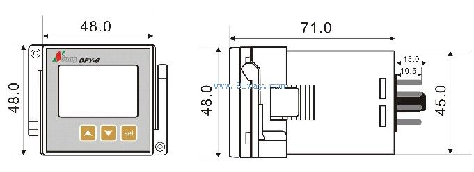 DFY-6三相電源相序保護計數器外形及安裝尺寸