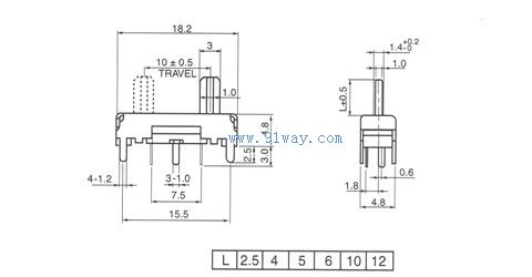 C101N直滑電位器外形尺寸
