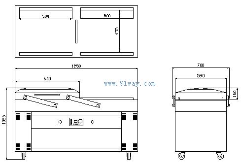 GEM5002SB出口豪華型雙室真空包裝機(jī)外形尺寸