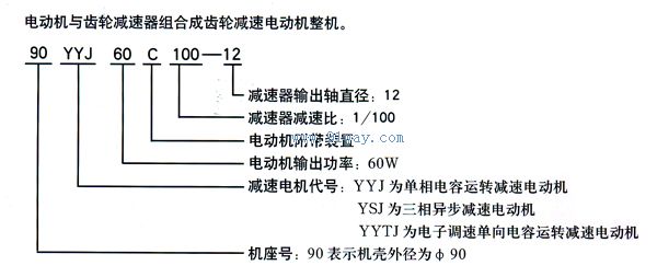 90YYJ120W齒輪減速單相電容運(yùn)轉(zhuǎn)異步電動(dòng)機(jī)型號(hào)說明
