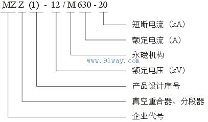 MZZ(1)-12/M630-20戶外高壓永磁真空斷路器型號說明