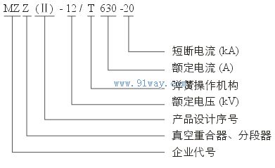 MZZ(Ⅱ)-12/T630-20型戶外交流高壓自動重合器(分段器)型號說明