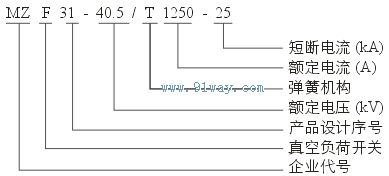 MZF31-40.5/T1250-25 戶外柱上高壓真空負荷開關型號說明
