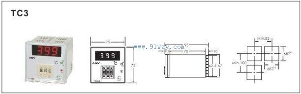 TC3Series溫度控制器開(kāi)孔尺寸