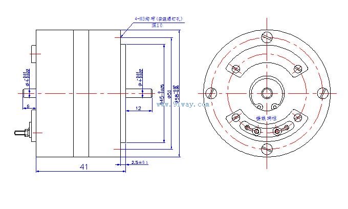 45CYD系列永磁低速直流測速發(fā)電機(jī)外形及安裝尺寸