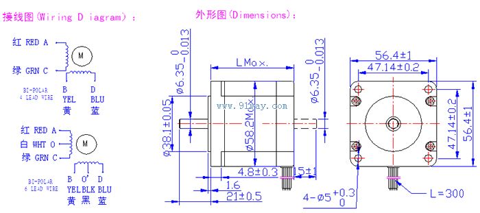 57BYGH系列步進電機安裝尺寸